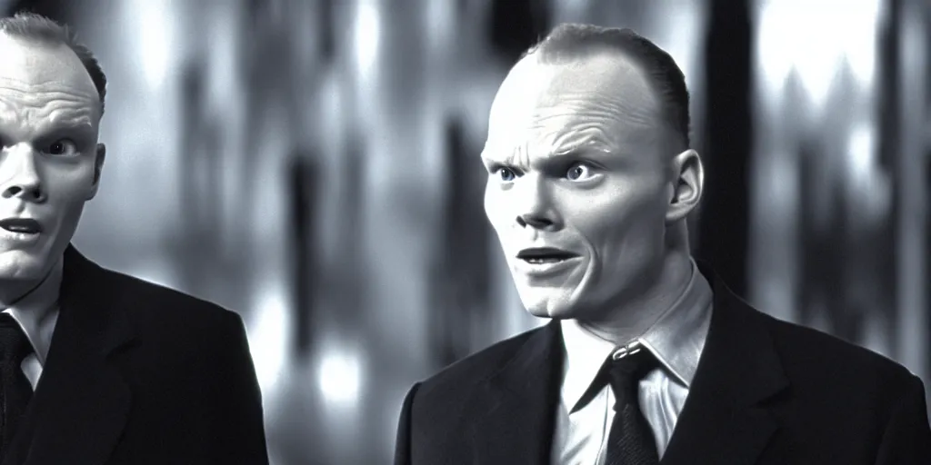 Image similar to a film still of Bill burr in Schindler's List, high quality