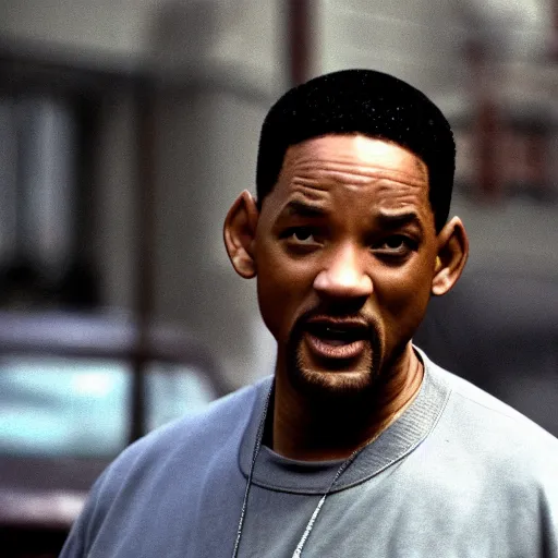 Prompt: A still of Will Smith as Niko Bellic (2008), photo, 35mm, sharpen filter