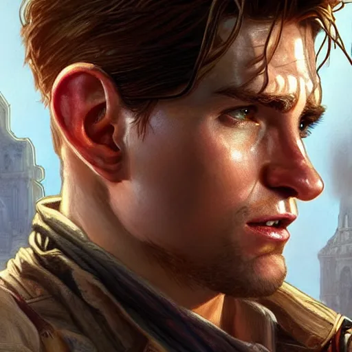 Prompt: A combination ofTom Holland's and Channing Tatum's and Robert Pattinson's faces as Nathan Drake, western, D&D, fantasy, intricate, elegant, highly detailed, digital painting, artstation, concept art, matte, sharp focus, illustration, art by Artgerm and Greg Rutkowski and Alphonse Mucha