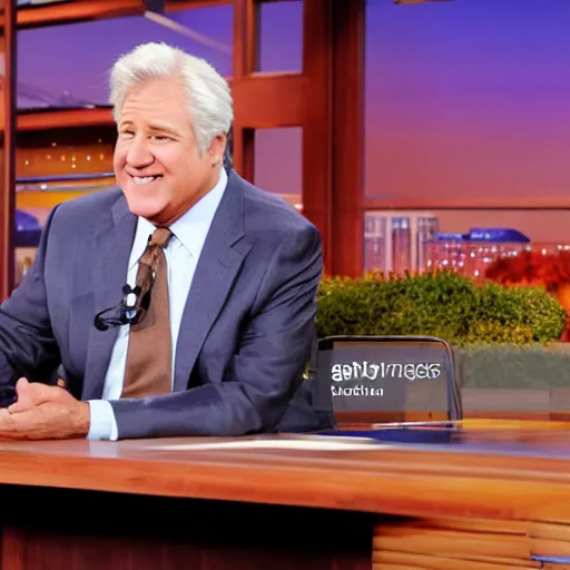 Image similar to Jim Davis on the Tonight Show with Jay Leno, 4k photo