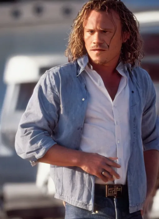 Image similar to film still of Heath Ledger as Martin Riggs in Lethal Weapon, 4k