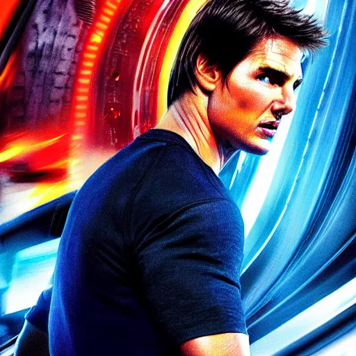 Image similar to first picture of tom cruise as evil racer in new fast and the furious movie, ( eos 5 ds r, iso 1 0 0, f / 8, 1 / 1 2 5, 8 4 mm, postprocessed, crisp face, facial features )