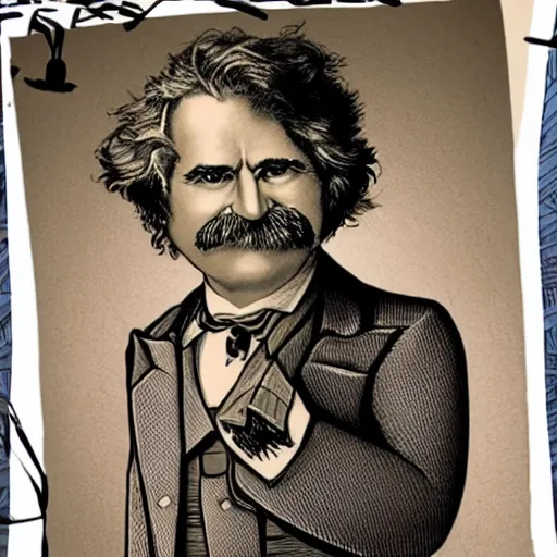 Image similar to mark twain in the style of nick park