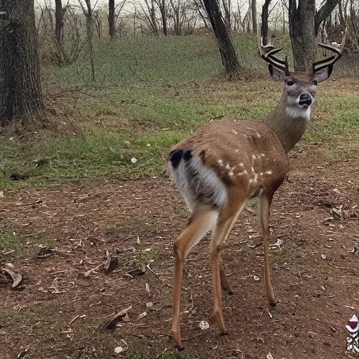 Image similar to trail cam footage of a deer with no head, low quality cursed video