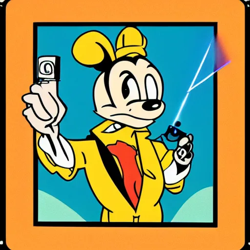 Image similar to “portrait of a cartoon animal, Disney style, pointing a laser gun at the camera”