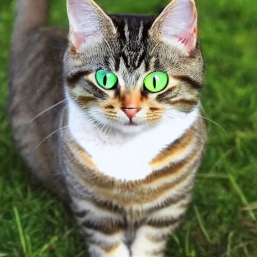 Image similar to weird cute tabby cat mix with green eyes