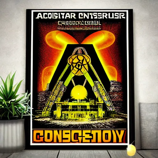 Image similar to calico majesty conquest of radioactive chernobyl power plant psychedelic poster