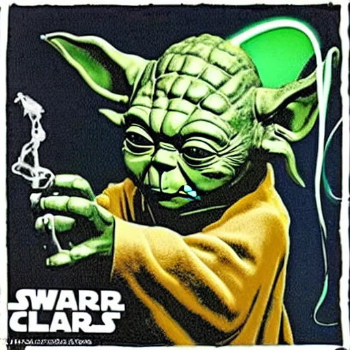 Prompt: yoda on 1 9 9 0 s rap album