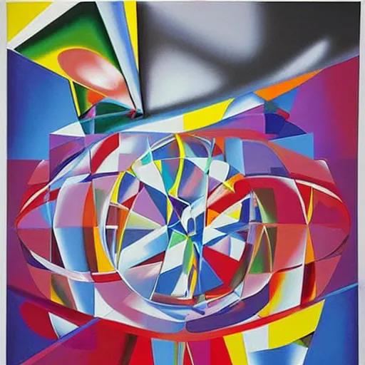 Image similar to an airbrush painting by James Rosenquist behance geometric abstract art vorticism