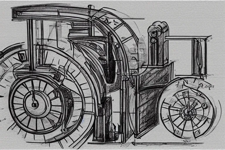 Image similar to sketch of a time machine, detailed, labeled