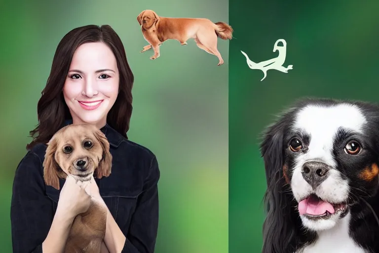 Prompt: realistic photo studio photoshop, woman with cocker dog face