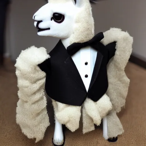 Prompt: a llama in a tux