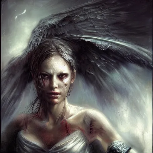 Image similar to every angel is terrifying by raymond swanland, highly detailed