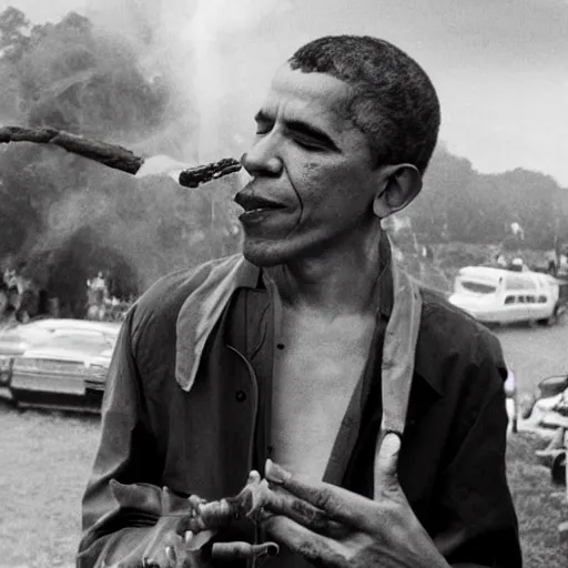 Image similar to obama smoking a blunt at woodstock