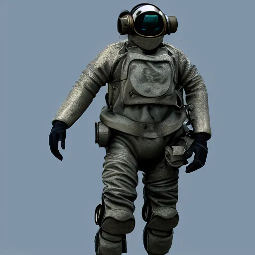 Image similar to a soldier wearing an armored diving suit, 3 d render, octane, ray tracing, ultra high detail, photorealistic