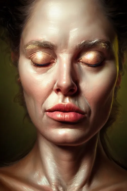 Image similar to hyperrealistic close-up rococo woman! highly detailed concept art eric zener elson peter cinematic hard lighting high angle hd 8k sharp shallow depth of field, inspired by David Paul Cronenberg and Zdzisław Beksiński