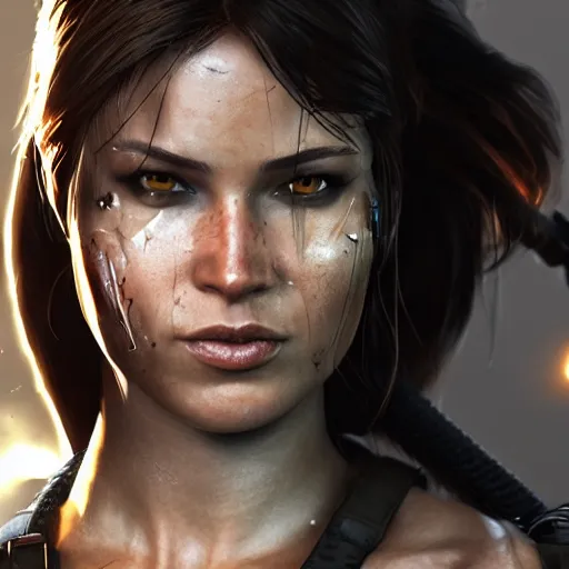 Prompt: Lara croft as Batgirl , face watery , heavy rain ,dramatic, intricate, highly detailed, concept art, smooth, sharp focus, illustration, Unreal Engine 5, 8K