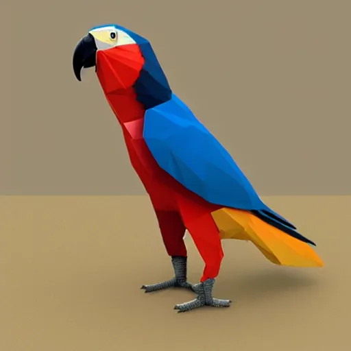 Prompt: a low - poly model of a parrot,