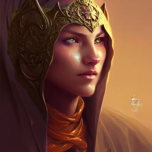 Image similar to portrait of cat wizard wearing a hood, face, fantasy, intricate, elegant, highly detailed, digital painting, artstation, concept art, smooth, sharp focus, illustration, art by artgerm and greg rutkowski and alphonse mucha