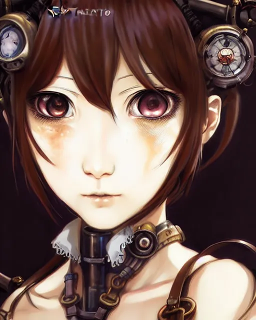 Image similar to portrait Anime Girl steampunk cute-fine-face, pretty face, realistic shaded Perfect face, fine details. Anime. Bioshock steampunk realistic shaded lighting by katsuhiro otomo ghost-in-the-shell, magali villeneuve, artgerm, rutkowski Jeremy Lipkin and Giuseppe Dangelico Pino and Michael Garmash and Rob Rey