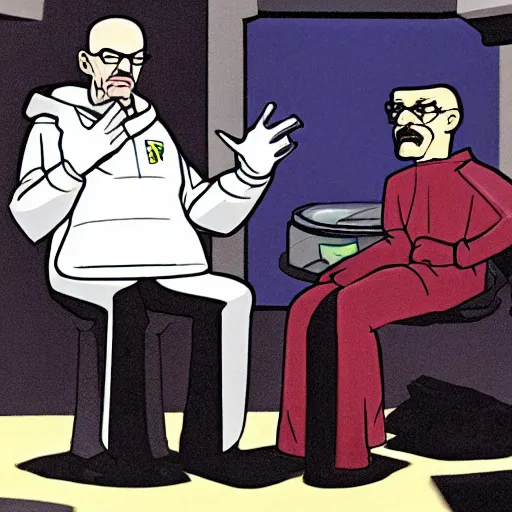 Prompt: Walter White being interviewed by Space Ghost on Space Ghost Coast to Coast