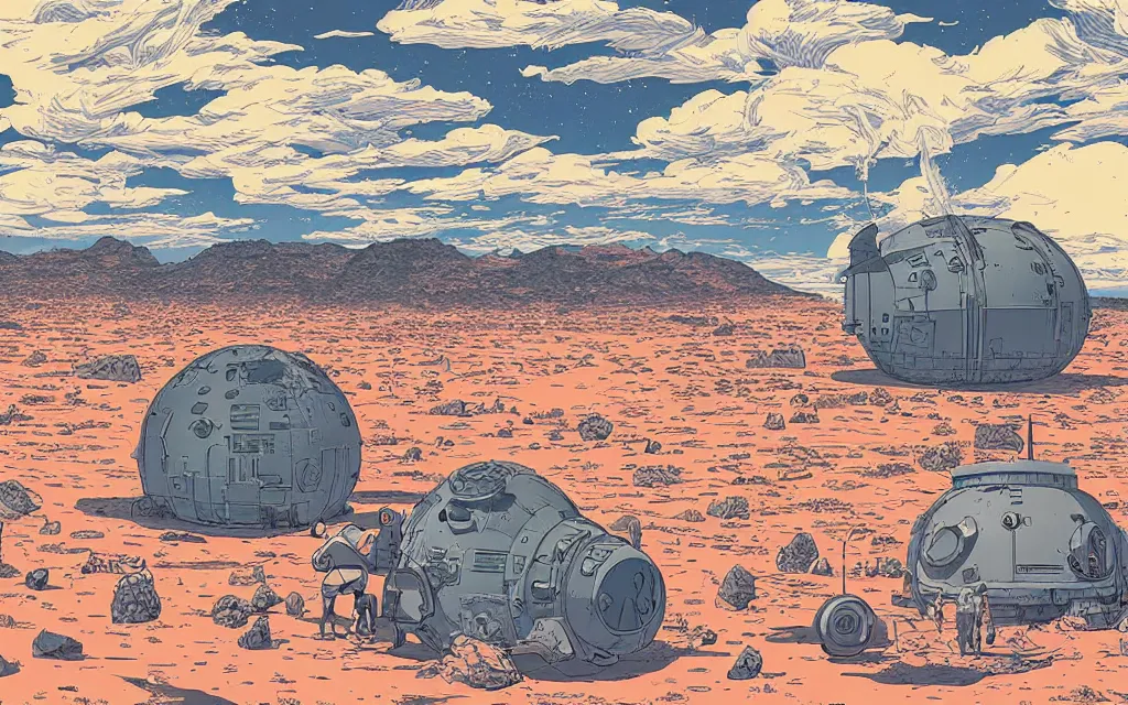 Image similar to very detailed, ilya kuvshinov, mcbess, rutkowski, illustration of a 2 5 tonne nuclear blast door on a desert planet, wide shot, colorful, deep shadows, astrophotography