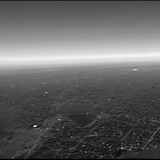 Image similar to infrared camera view from bomber, flying over new york, miltary