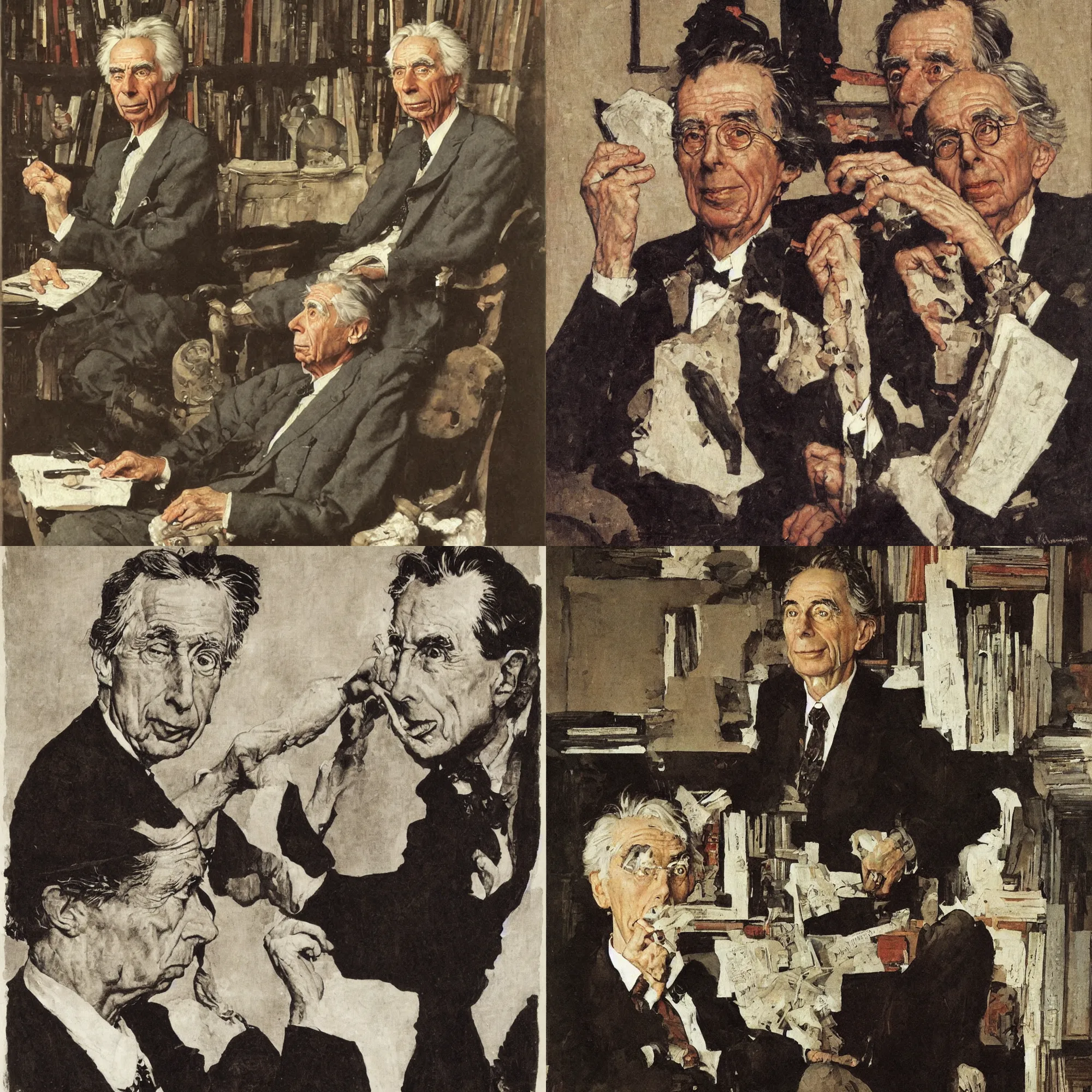 Prompt: portrait of bertrand russell, by norman rockwell