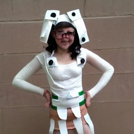 Image similar to creative costume made with toilet paper