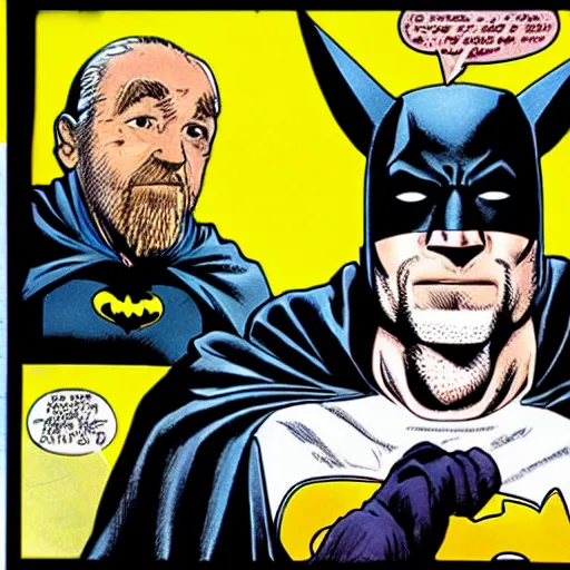 Image similar to george carlin as batman, marvel comic art