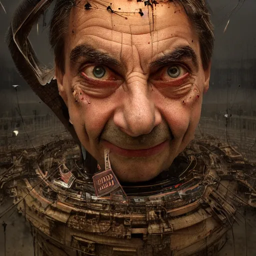 Prompt: Very very very very highly detailed epic central composition photo of Mr Bean face, intricate, dystopian, sci-fi, extremely detailed, digital painting, smooth, sharp focus, illustration, intimidating lighting, incredible art by Brooke Shaden, artstation, concept art, Octane render in Maya and Houdini