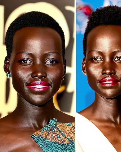 Prompt: a mixture of lupita nyongo and tilda swinton