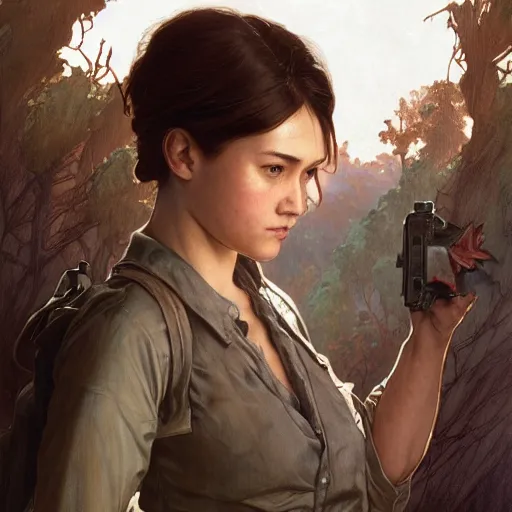 Prompt: Sarah from TLOU, highly detailed, digital painting, artstation, concept art, smooth, sharp focus, illustration, ArtStation, art by artgerm and greg rutkowski and alphonse mucha and J. C. Leyendecker and Edmund Blair Leighton and Katsuhiro Otomo and Geof Darrow and Phil hale and Ashley wood and Ilya repin and Charlie Bowater