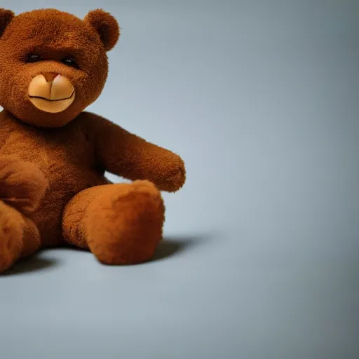 Prompt: cinematic photograph of a baby version of Kanye West with a anthropomorphic teddy bear, close up, portrait, album cover, shallow depth of field, 40mm lens, gritty, textures