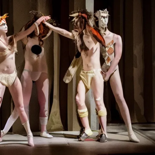 Image similar to costumes for a modern avant-garde interpretation of the Bacchae