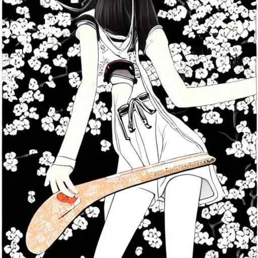 Prompt: skater giirl nazo no kanojo x by ueshiba riichi illustration, highly detailed