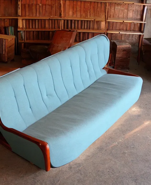 Prompt: , large couch, furniture design, wood, nostalgiacore, vintage, 1 9 5 0's decor, 1 9 7 0's decor, retro, maximalism,, groovy, low fi,