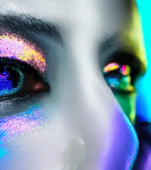 Prompt: close up portrait of a female iridescent ghost, Nikon camera, 4k, National Geographic