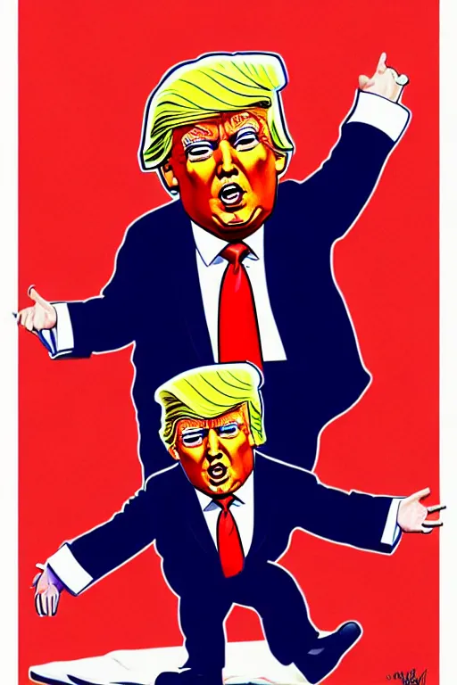 Image similar to donald trump as an oompa loompa, in the style of kim jung gi