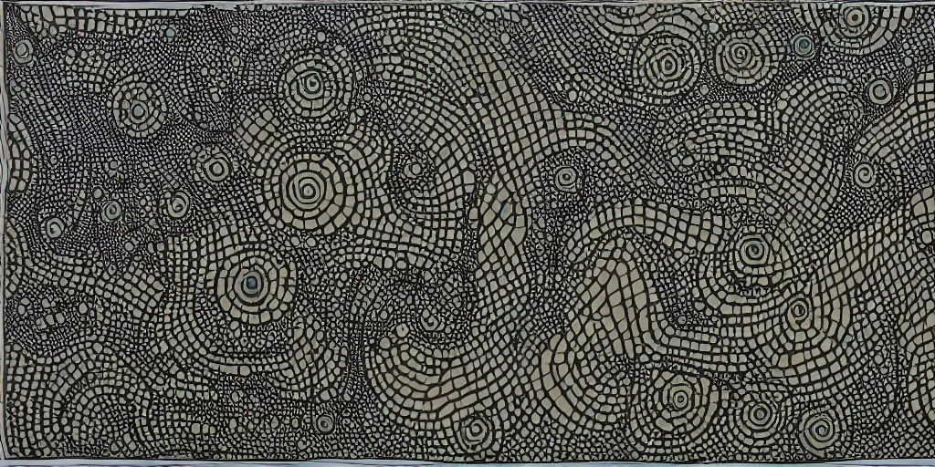 Image similar to camo of lines, technical, acrylic, teeth, eerie, tribal, clay, dots, lines, stipple, points, grid, cybernetic, old painting, swirly eyes, hypnosis