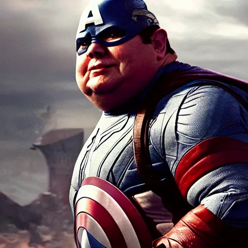 Prompt: Jabba the Hutt as Captain America, epic, movie still, photorealistic, cinematic, 8k,