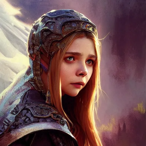 Image similar to Chloë Grace Moretz , D&D, fantasy, intricate, cinematic lighting, highly detailed, digital painting, artstation, concept art, smooth, sharp focus, illustration, art by Artgerm and Greg Rutkowski and Alphonse Mucha