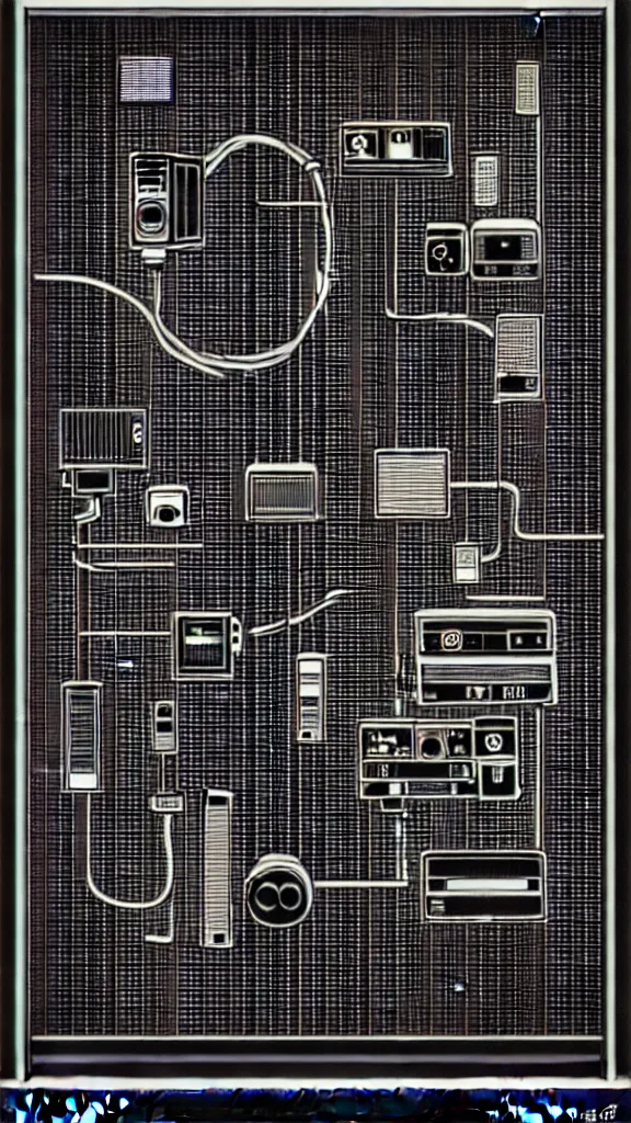 Prompt: retro electronics military photography, centered cyberpunk techno gothic graphic design display element line art