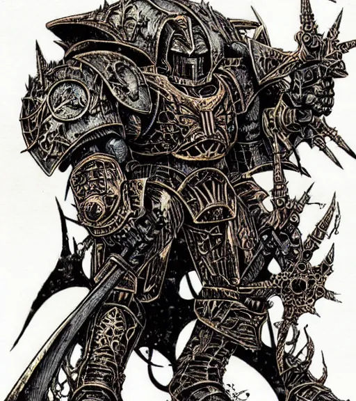 Image similar to wh 4 0 k chaos lord knight, metal couture by yuko shimizu