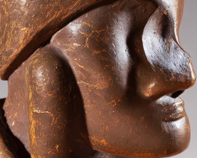 Image similar to detailed stylized bronze sculpture depicting a himba woman