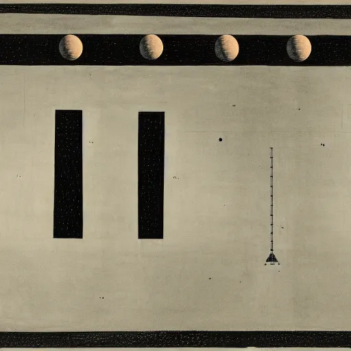 Image similar to a parade of disconnected images : obscure corners of nameless interiors, astronomical diagrams projecting the distances between celestial bodies, a painting by giorgio de chirico, a list of unpopular anagrams.