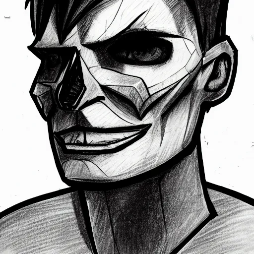 Prompt: super ultra detailed shaded sketch of corrupted jerma