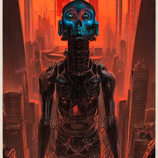 Image similar to death robots take over nyc, portrait by wayne barlowe