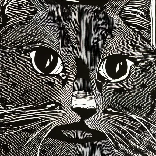 Image similar to cat woodcut print by Samuel Jessurun de Mesquita