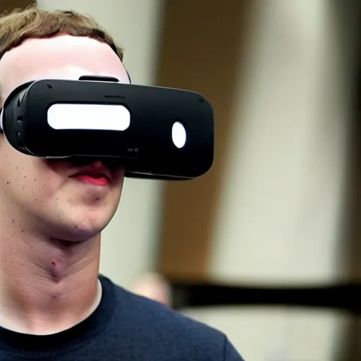 Image similar to mark zuckerberg lost walking in his endless metaverse house of mirrors, vr helmet on